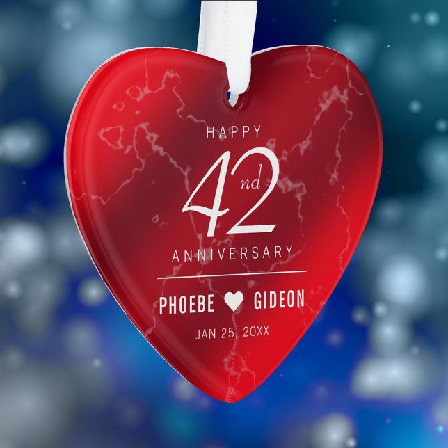 Élégant 42e anniversaire du Mariage Jasper (Elegant 42nd Jasper Wedding Anniversary Acrylic Ornament Cover Photo.)