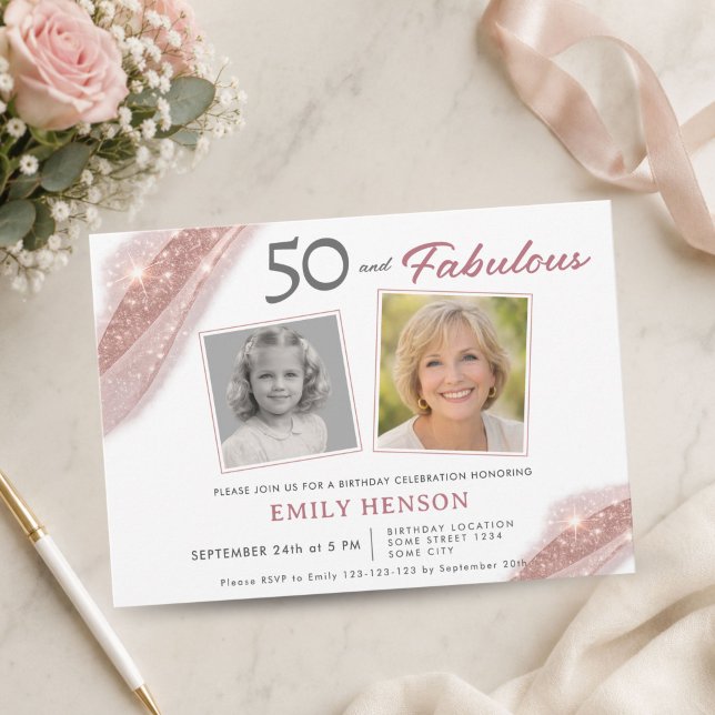 Elégant 50 ans et magnifique invitation d'annivers (Créateur téléchargé)