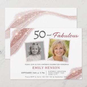 Elégant 50 ans et magnifique invitation photo d'an
