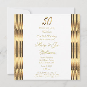 Élégant 50e anniversaire de Mariage Invitation Or