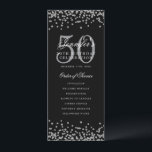 Élégant 50e anniversaire du programme Merci U Silv<br><div class="desc">Design élégant "Programme de fête d'anniversaire" avec confettis de fausse parties scintillant et texte personnalisé.</div>