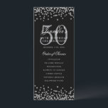 Élégant 50e anniversaire du programme Merci U Silv<br><div class="desc">Design élégant "Programme de fête d'anniversaire" avec confettis de fausse parties scintillant et texte personnalisé.</div>