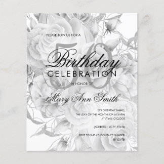 Élégant 50e anniversaire Floral Argent blanc Invit