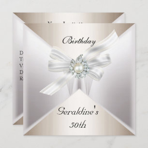 Elégant 50e anniversaire Invitation Pearl Blanc Be