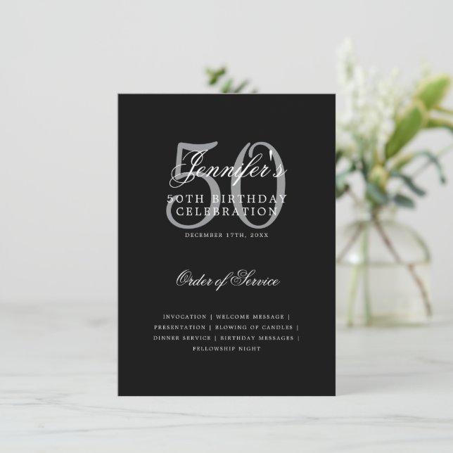 Élégant 50e Anniversaire Programme Argent Noir ave (Debout devant)