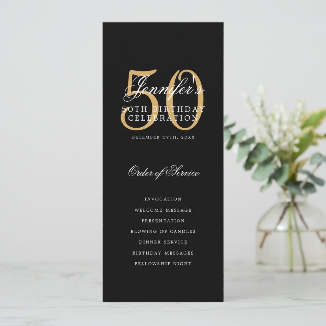 Élégant 50e anniversaire programme de fête Black G (Debout devant)