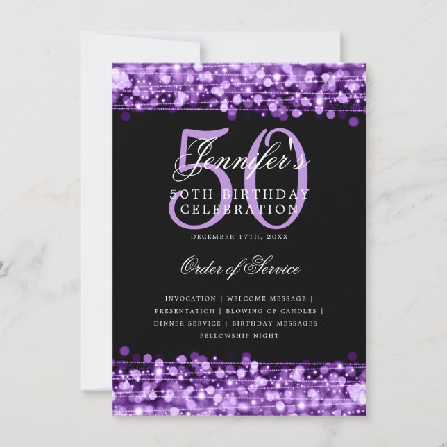 Élégant 50e Anniversaire Programme de fête Menu po (Devant)