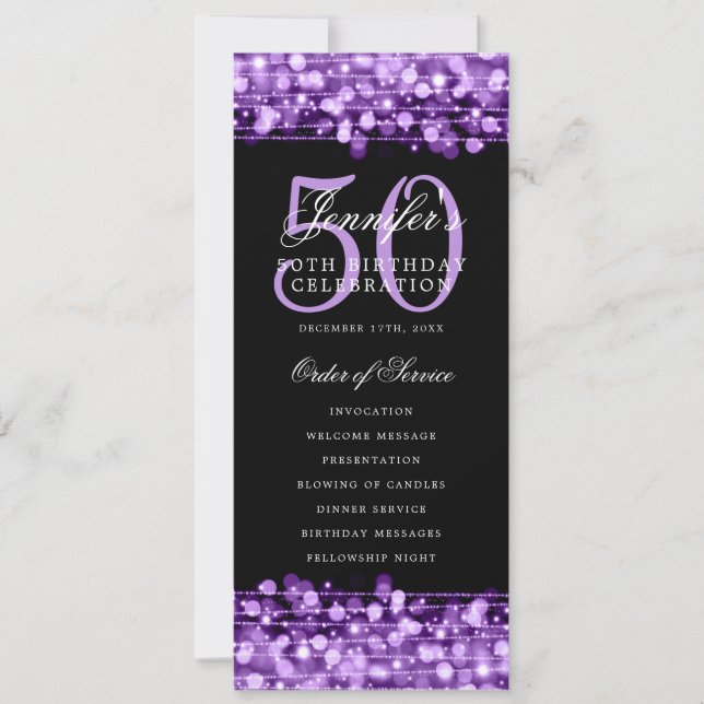 Élégant 50e anniversaire Programme Lumières violet (Devant)