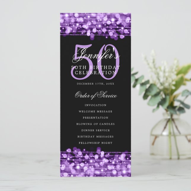 Élégant 50e Anniversaire Programme Merci pourpre (Debout devant)