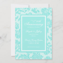 Elégant 50e anniversaire turquoise invitation dama