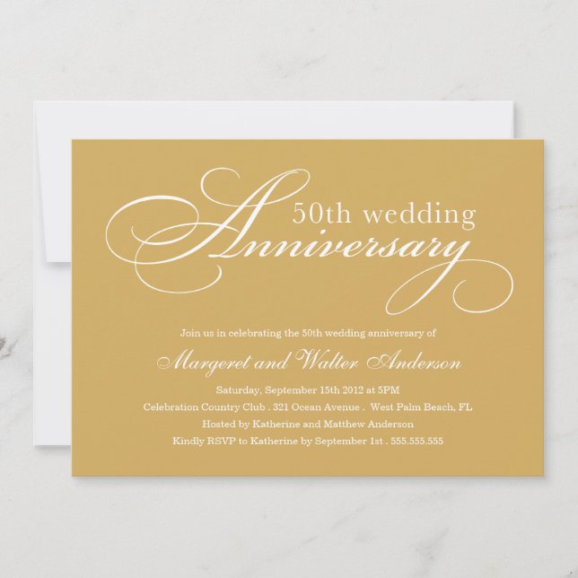 ÉLÉGANT 50E | CARTES D'INVITATION POUR ANNIVERSAIR (Devant)