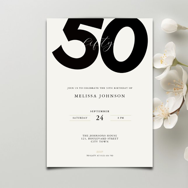 Elegant 50th Birthday Invitation - Minimal Style (Créateur téléchargé)