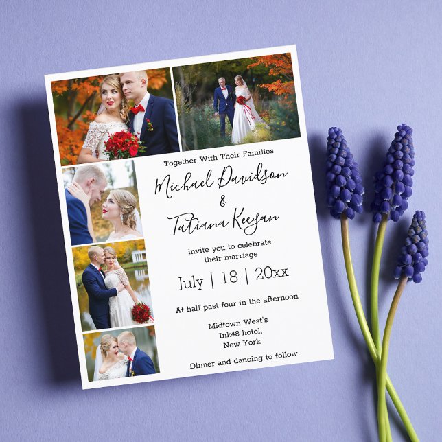 élégant 5 photos collage faire-part de mariage mod (Créateur téléchargé)