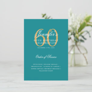 Élégant 60e Anniversaire Programme Gold Turquoise 