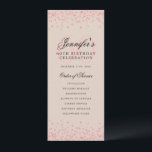 Élégant 60e anniversaire Programme Rose Champagne<br><div class="desc">Design élégant "Programme de fête d'anniversaire" avec confettis de fausse parties scintillant et texte personnalisé.</div>