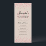Élégant 60e anniversaire Programme Rose Champagne<br><div class="desc">Design élégant "Programme de fête d'anniversaire" avec confettis de fausse parties scintillant et texte personnalisé.</div>