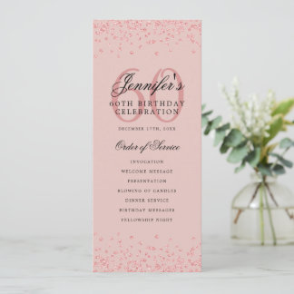 Élégant 60e anniversaire Programme Rose Gold Menu