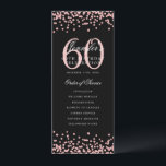 Élégant 60e anniversaire Programme Rose Gold Noir<br><div class="desc">Design élégant "Programme de fête d'anniversaire" avec confettis de fausse parties scintillant et texte personnalisé.</div>