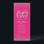 Élégant 60e anniversaire programme Silver Hot Pink<br><div class="desc">Design élégant "Programme de fête d'anniversaire" avec confettis de fausse parties scintillant et texte personnalisé.</div>