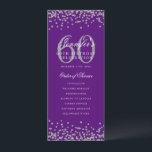 Élégant 60e Anniversaire Programme Silver Purple<br><div class="desc">Design élégant "Programme de fête d'anniversaire" avec confettis de fausse parties scintillant et texte personnalisé.</div>
