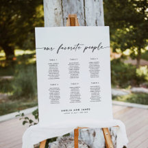 Elegant 6 Tables Favorite People Seating Chart