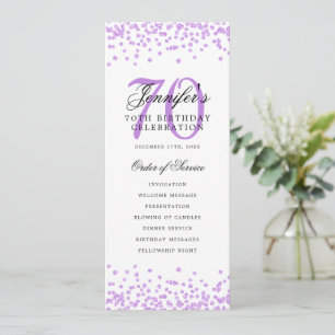 Élégant 70e Anniversaire Programme Confetti violet