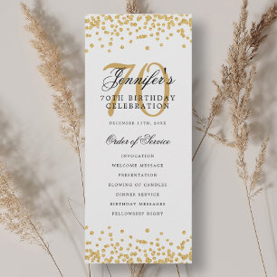 Élégant 70e Anniversaire Programme Gold Confetti