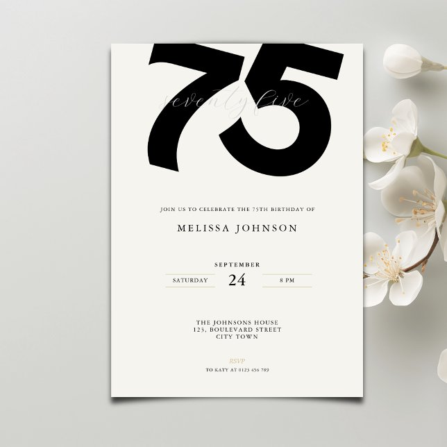 Elegant 75th Birthday Invitation - Minimal Style (Créateur téléchargé)