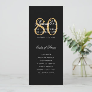 Élégant 80e Programme Gold Black Menu+Merci