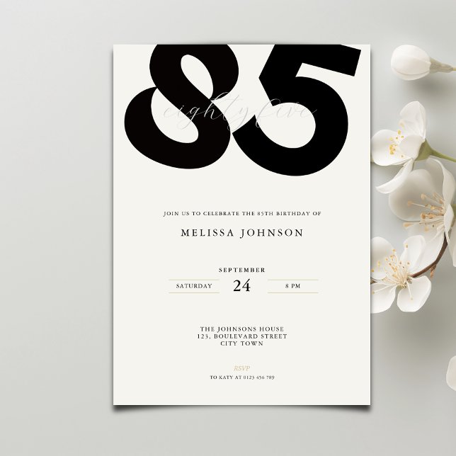 Elegant 85th Birthday Invitation - Minimal Style (Créateur téléchargé)