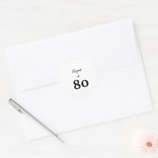 Élégant à 80 ans texte noir minimum autocollant
