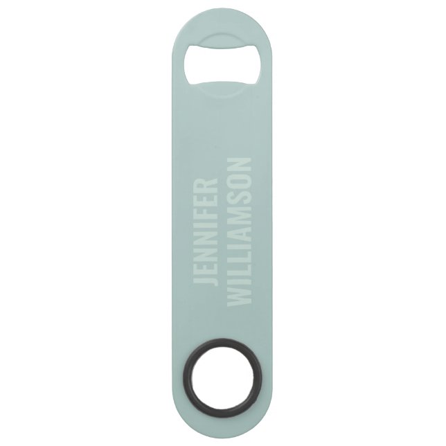 Élégant Acier clair Bleu Moderne Personnalisé Mini (Devant)