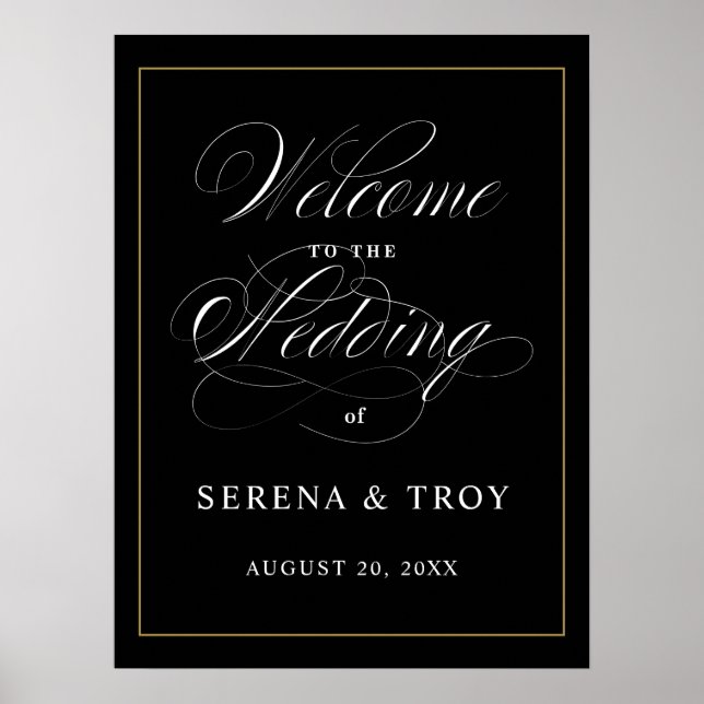 Élégant Affiche de bienvenue de script Mariage noi (Devant)