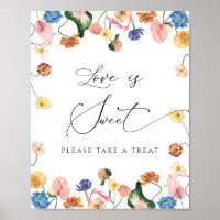 Élégant affiche de douche de mariée florale Love i