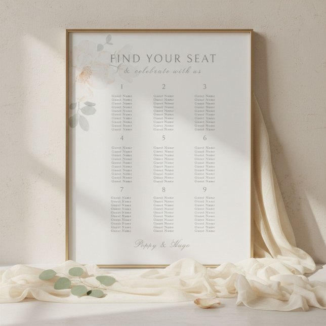 Élégant Affiche De Mariage De Table De 9 Plan De T (Créateur téléchargé)