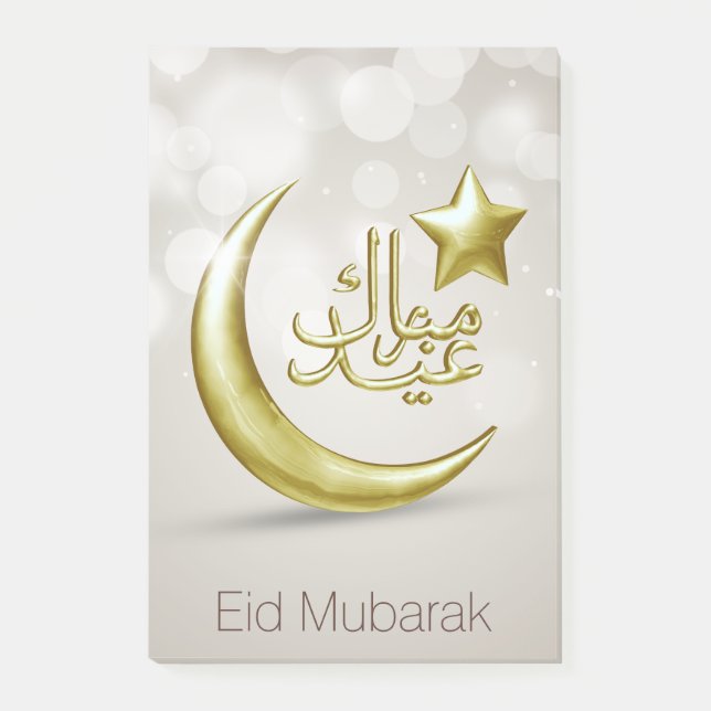Élégant Aïd Moubarak Gold Moon Star Post-it® Notes (Devant)