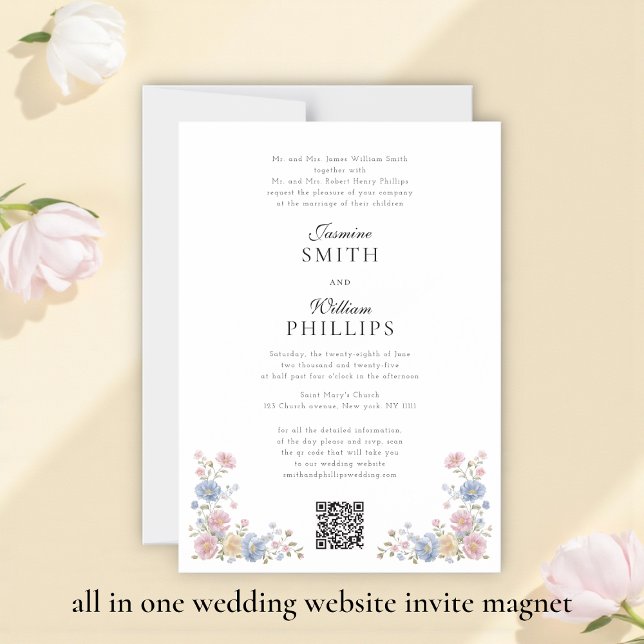 Elegant all in one wedding website invite Magnet (Créateur téléchargé)
