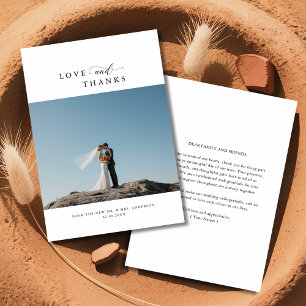 Élégant amour et merci photo minimaliste Mariage