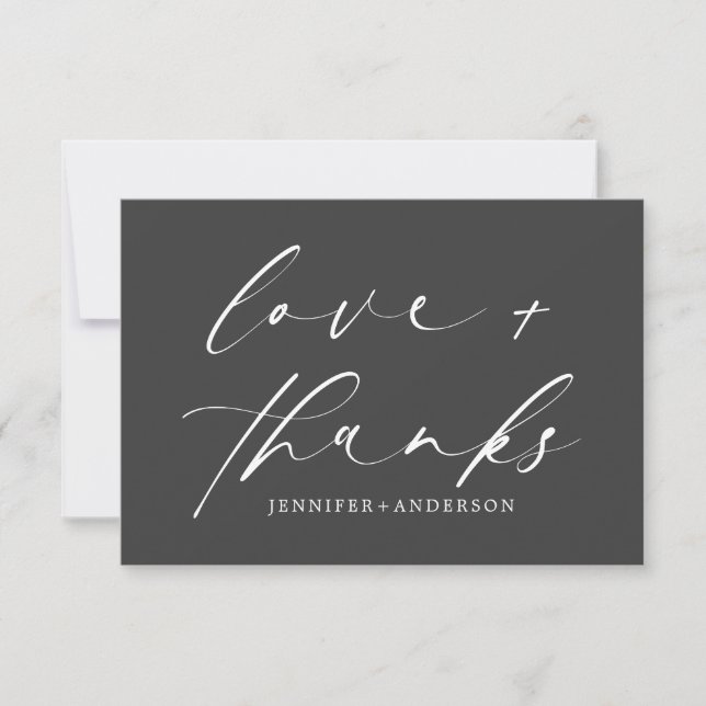 Élégant amour et merci Script Black White Mariage (Devant)