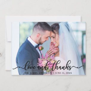 Élégant amour et Merci Script Mariage photo noir
