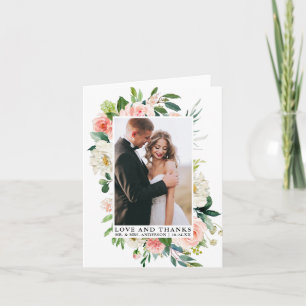 Elégant amour Merci Aquarelle rose note florale