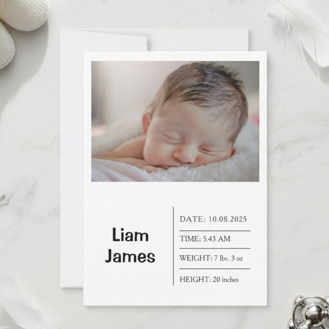  Elegant and Refined Photo Birth Announcement Card (Créateur téléchargé)