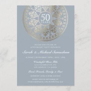 Élégant Anniversaire Invitations de fête Gold Foil