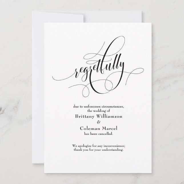 Élégant Annulé Régulièrement Faire-part Mariage (Devant)