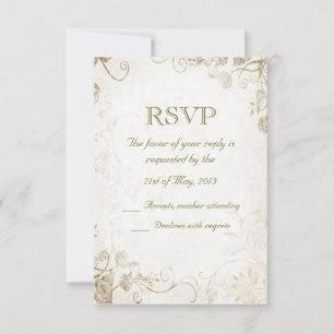 Elégant Antique Gold Vintage Wedding Carte RSVP