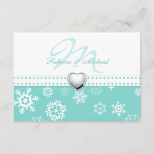Elégant Aqua Blue et Snowflakes Wedding RSVP