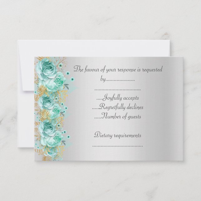 Elégant Aqua floral argent rsvp (Devant)