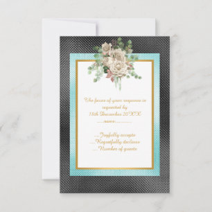 ÉLÉGANT AQUA NOIR À MOTIFS FLORAUX EN RELIEF RSVP
