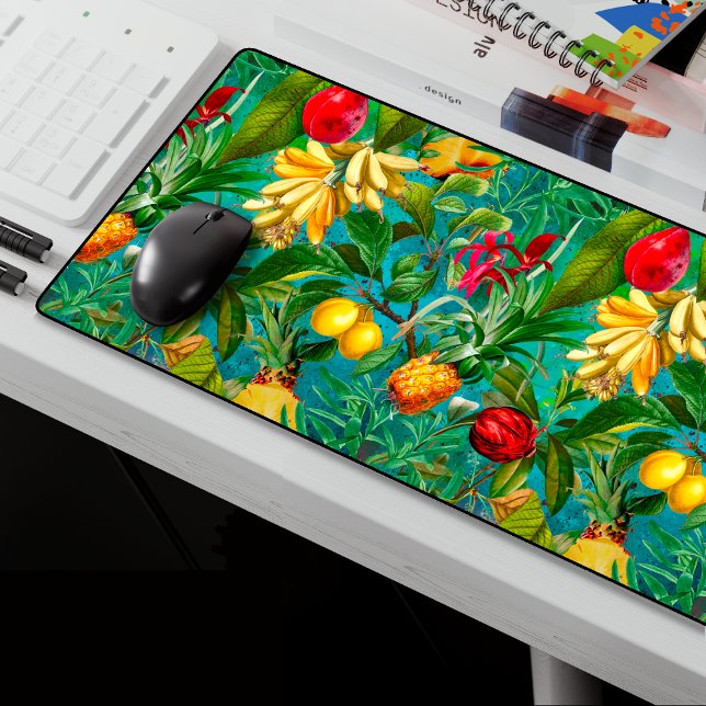 Elégant aqua tropical feuilles fruits motif (Créateur téléchargé)