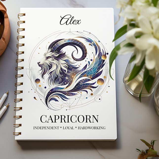 Elégant aquarelle Capricorn Zodiac Journal personn (Créateur téléchargé)